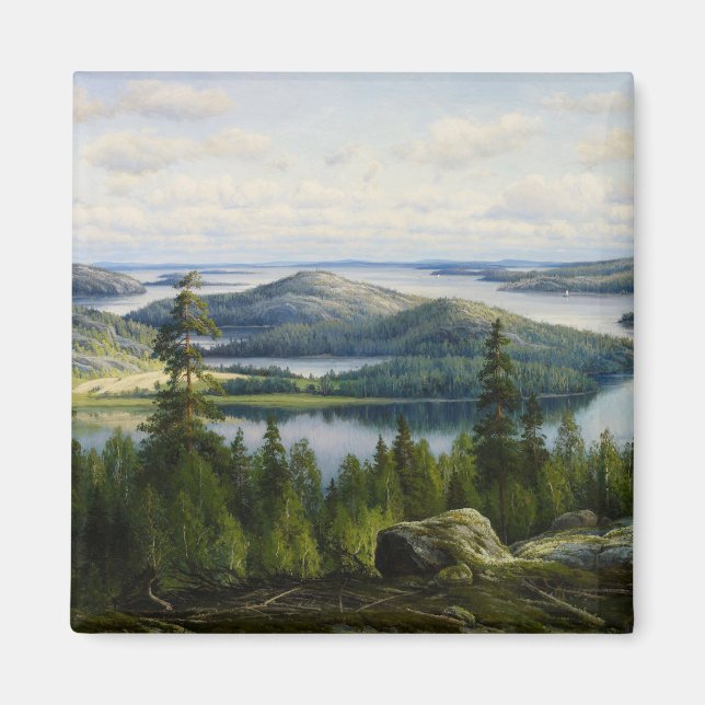 Imán Un día de verano en el lago Paijanne, Waenerberg (Frente)