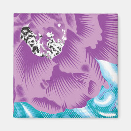 Imán Un diseño textil vibrante con púrpura y turq