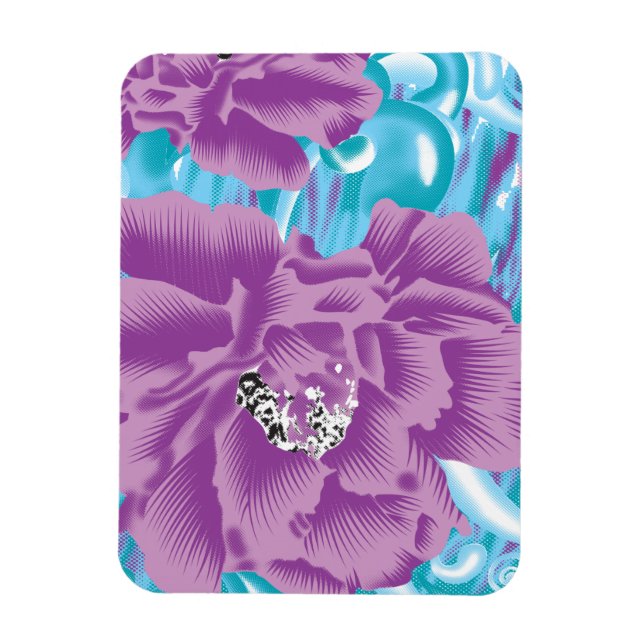 Imán Un diseño textil vibrante con púrpura y turq (Vertical)