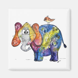 Imán Un elefante alegre y colorido