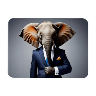 Imán Un elefante gracioso con traje