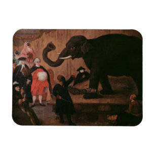 Imán Un elefante mostrado en Venecia (aceite en lona)