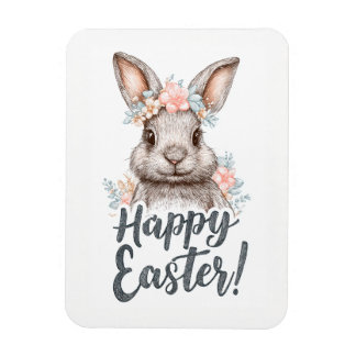 Imán Un encantador conejo de Pascua pintado adorable