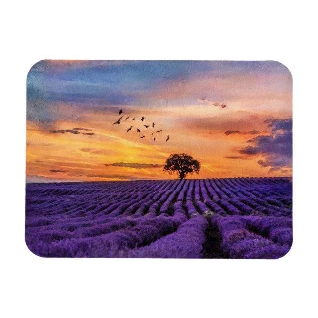 Imán Un entorno apacible en un árbol de arte original   (Horizontal)