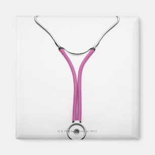 Imán Un estetoscopio de médicas rosas que muestra el sí