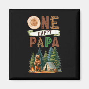 Imán Un feliz papá campista cumpleaños de oso de campin