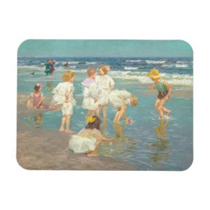 Imán Un feriado - niños en la playa, pintura famosa