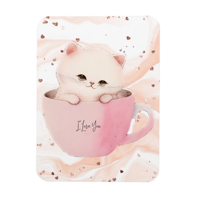 Imán Un gatito lindo en una taza de té (Vertical)