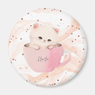 Imán Un gatito lindo en una taza de té
