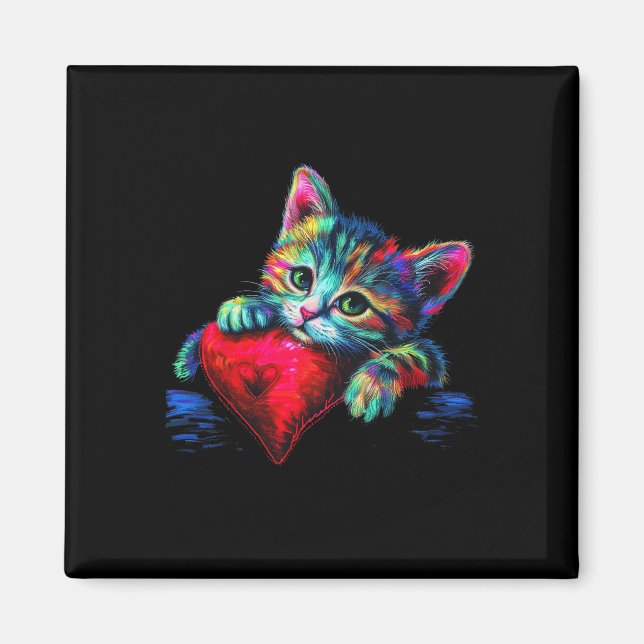 Imán Un Gato Apresurado Con El Arcoiris Que Aprecia El  (Frente)