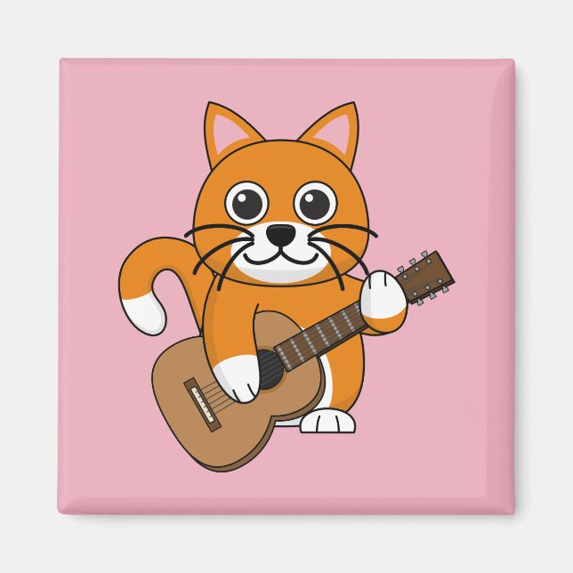 Imán Un gato blanco Naranja lindo tocando Personalizado (Frente)