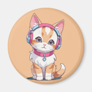 Imán Un gato corto en la Moda de auriculares