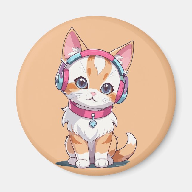 Imán Un gato corto en la Moda de auriculares (Frente)