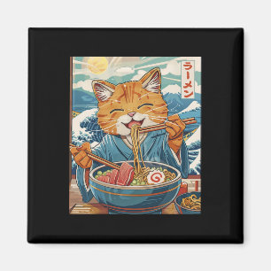 Imán Un gato de Ramen japonés tierno, la gran ola