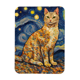 Imán Un gato en la noche estrellada