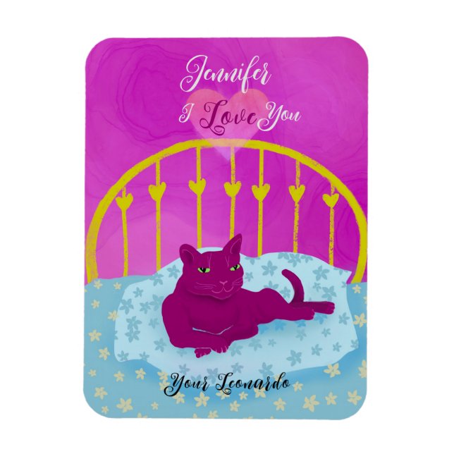 Imán Un gato gracioso te ama a ti San Valentín personal (Vertical)