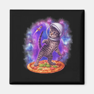 Imán Un Gato Gracioso Volando Un Astronauta De Pizza Ki