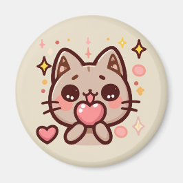 Imán Un gato lindo de Kawaii con el corazón