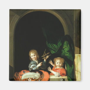 Imán Un gato observando a dos niños