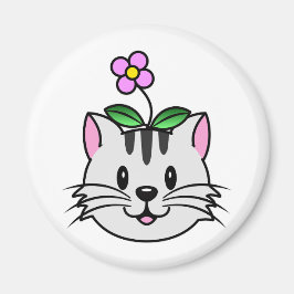 Imán Un gato Personalizado con flor en la cabeza