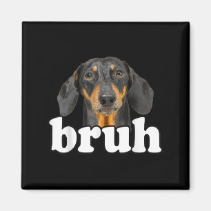 Imán Un gracioso meme de Dachshund diciendo bruh un ext
