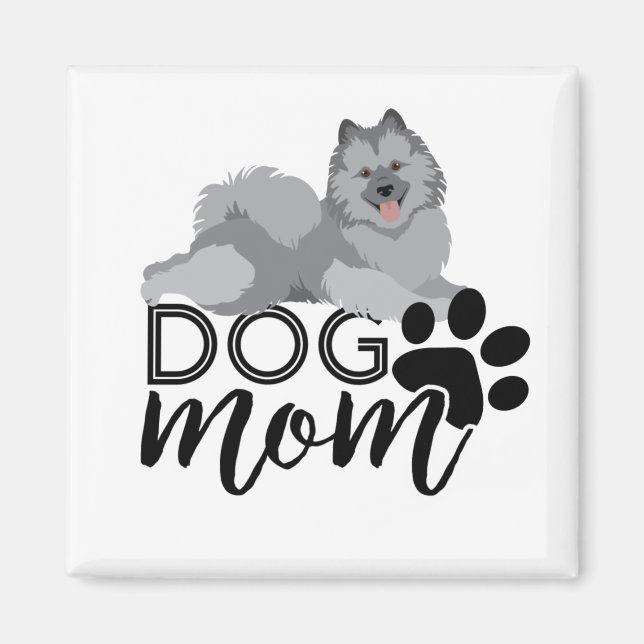 Imán Un gráfico sonriente de Keeshond dice mamá de perr (Frente)