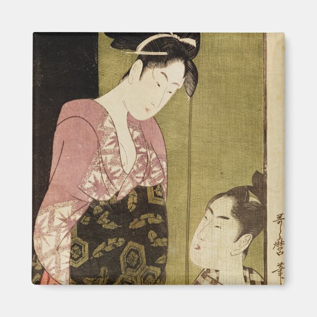 Imán Un hombre pintando a una mujer (Frente)