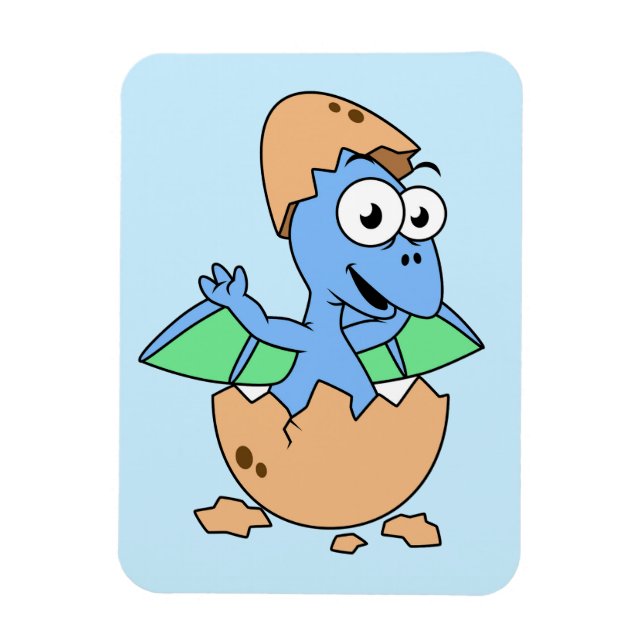 Imán Un Ilustracion Cuidadoso De Un Bebé Pterodáctilo H (Vertical)