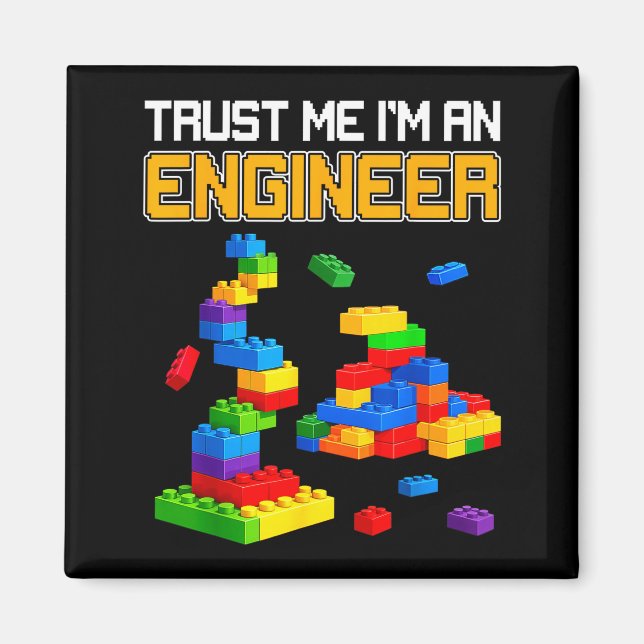 Imán Un ingeniero constructor de ladrillos para niños l (Frente)