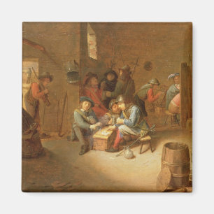 Imán Un interior del Guardroom con los naipes de los