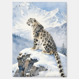 Imán Un leopardo de las nieves en pico nevado