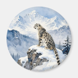 Imán Un leopardo de las nieves en pico nevado