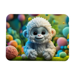 Imán Un lindo bebé Yeti hecho de hilo