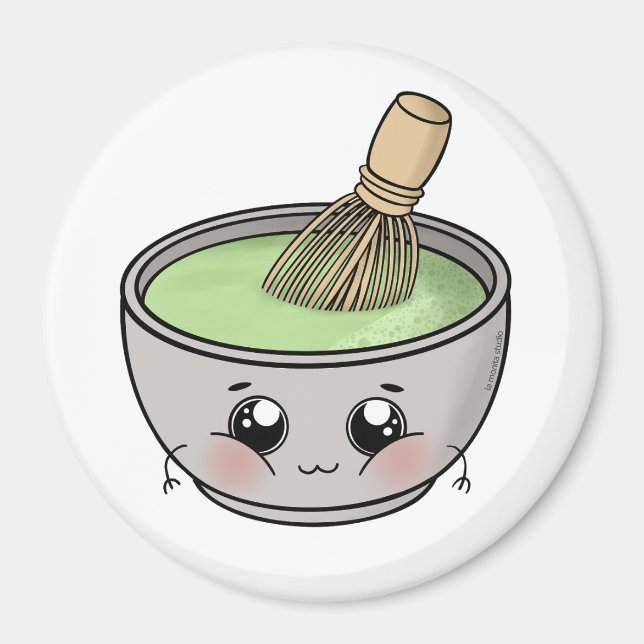Imán Un lindo tazón de té matcha - Kawaii (Frente)