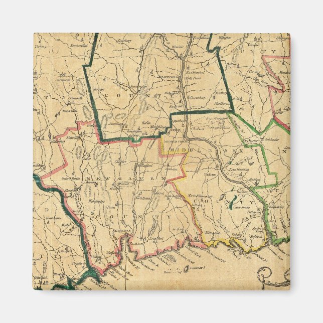 Imán Un mapa correcto de Connecticut (Frente)