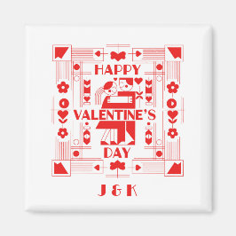 Imán Un moderno Bauhaus personalizado para San Valentín