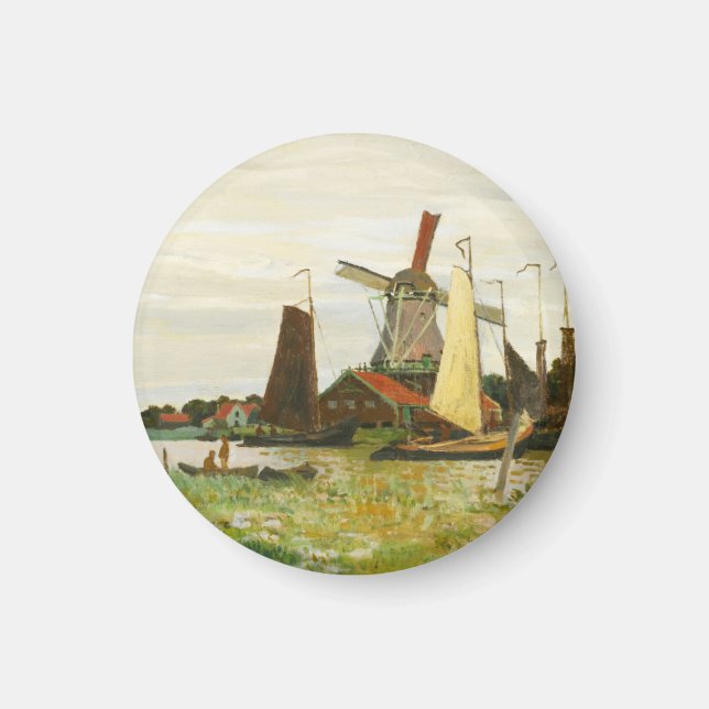 Imán Un molino de viento en Zaandam Claude Monet (Frente)