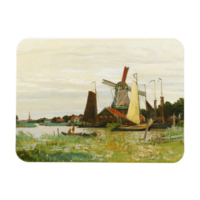 Imán Un molino de viento en Zaandam Claude Monet (Horizontal)