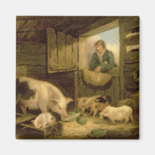 Imán Un muchacho que mira en una pocilga de cerdo, 1794
