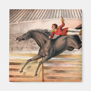 Imán Un Operador De Circo Montando Un Caballo De Bóveda