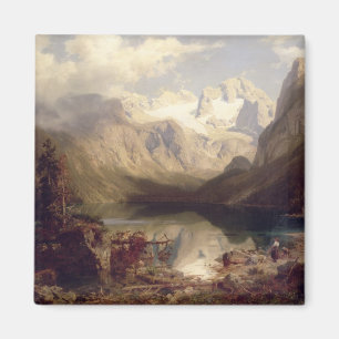 Imán Un paisaje alpino extenso del lago, 1862 (aceite