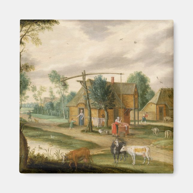 Imán Un paisaje de pueblo (Frente)