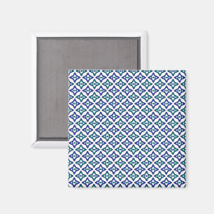 Imán un patrón azul y verde con fondo blanco