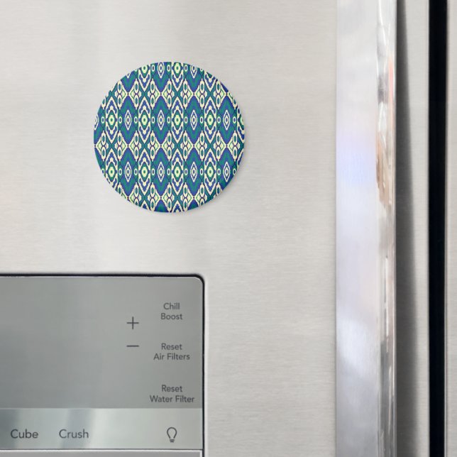 Imán un patrón azul y verde con fondo blanco (In situ (nevera))