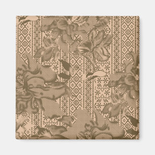 Imán Un patrón floral vintage con desi marrón intrincad