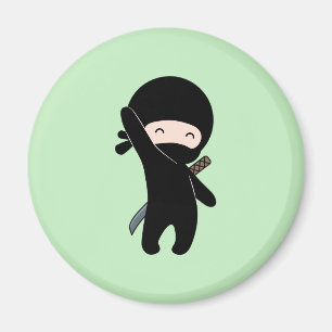 Imán Un pequeño Ninja feliz en verde