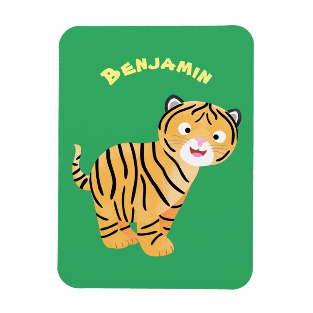 Imán Un personalizado feliz del cachorro de tigre (Vertical)