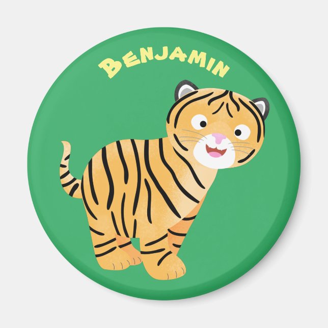 Imán Un personalizado feliz del cachorro de tigre (Frente)