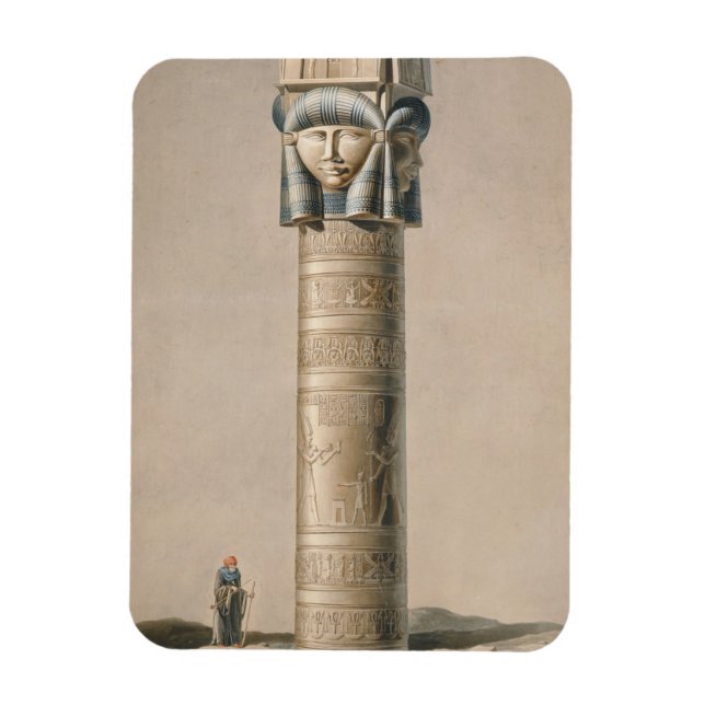 Imán Un pilar de Hathor en Dendarah, ilustracion" (Vertical)