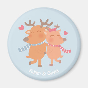 Imán Un reno romántico en invierno con amor